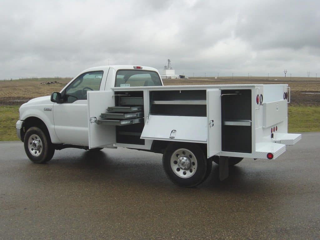 Dakota Service Body Truck With Doors Open